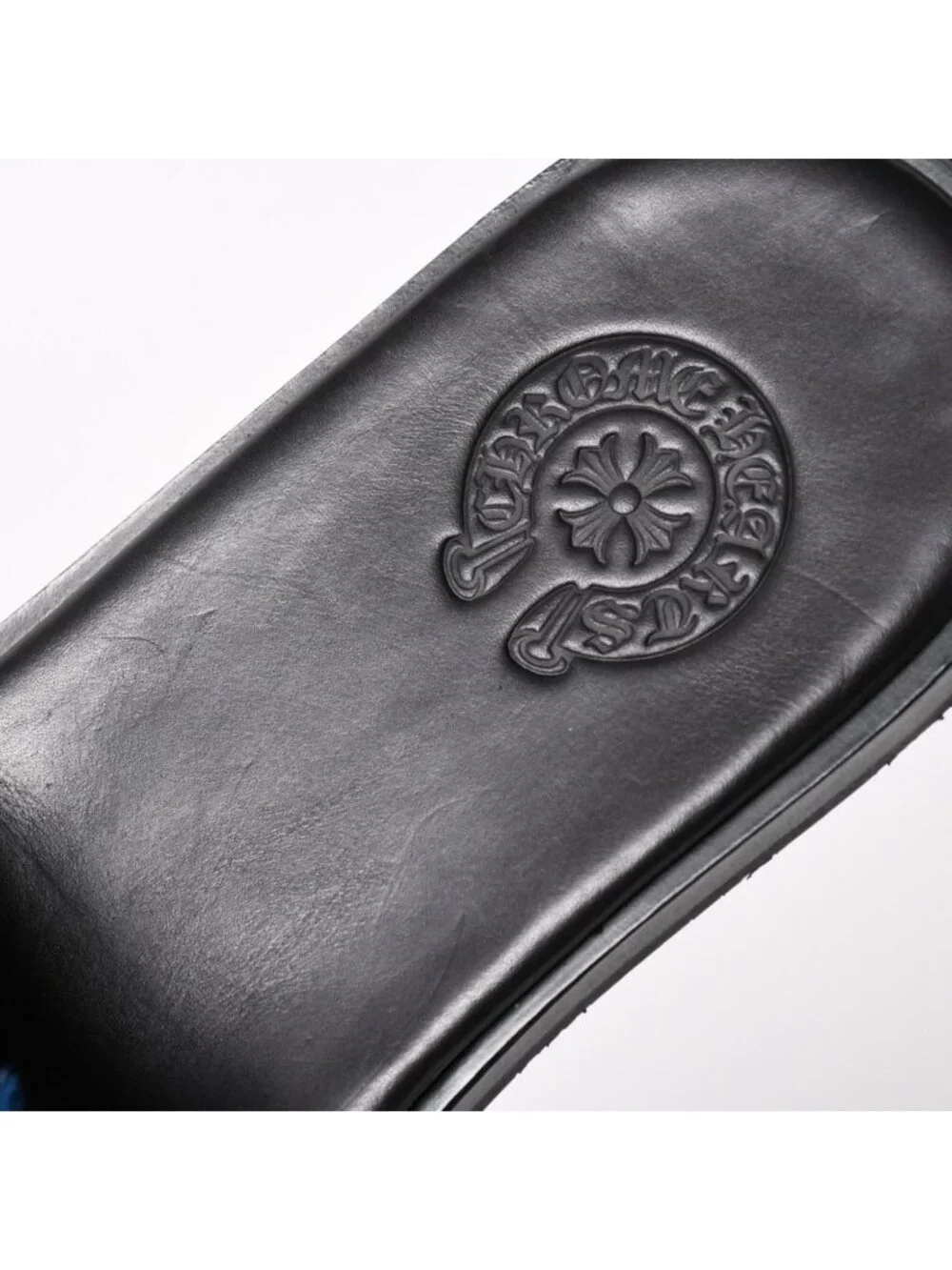Chrome Hearts CH Slide CH Plus Patch Calf Hair Sandals Miami Exclusive Blue